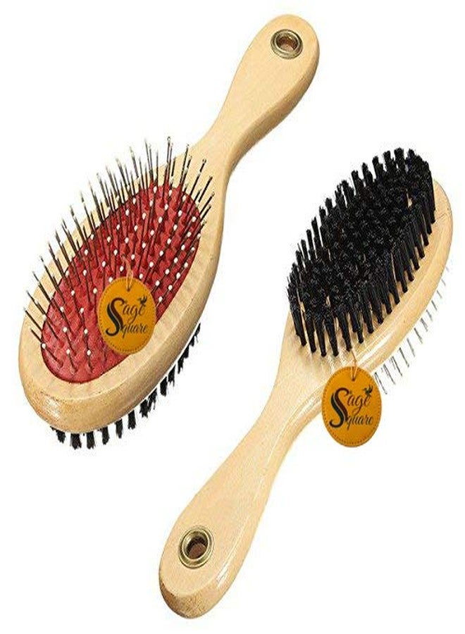 Sage Square Natural Wood Double Side 2 in 1 Dog Brush / Pet Comb for Grooming & Safety for Pets from Mites/Lice/Ticks for Dog / Puppy / Kitten / Cat - Image 3